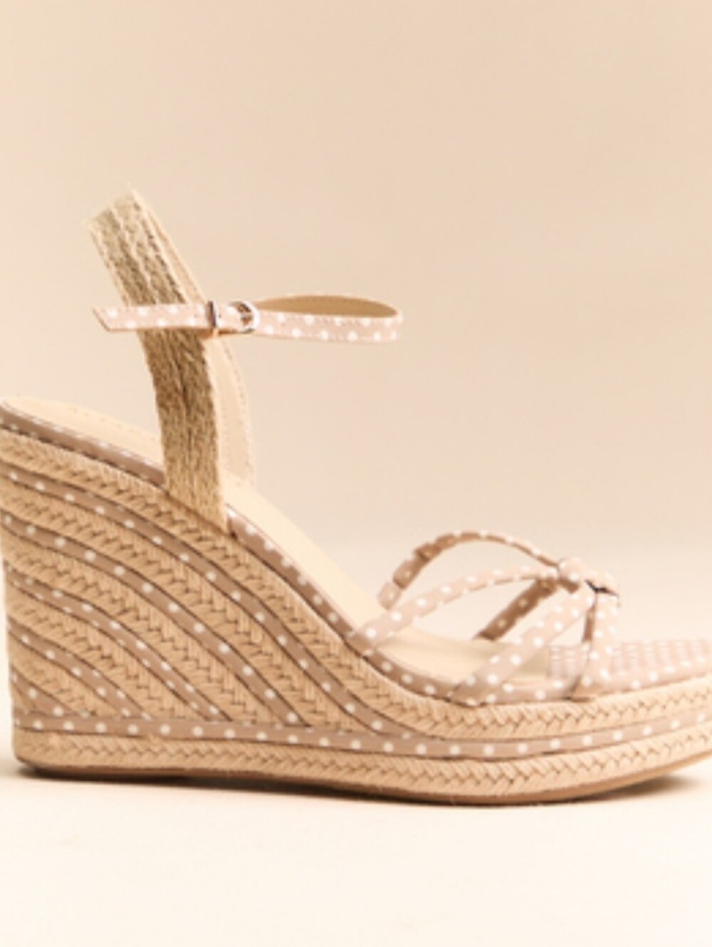 Altar'd State Wedges NWT Size 8.5 Cream White Polka Dot Ankle Strap Cottagecore
